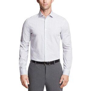 NEW Calvin Klein Men's M Button Down  Dress Shirt White Checker Regular Fit